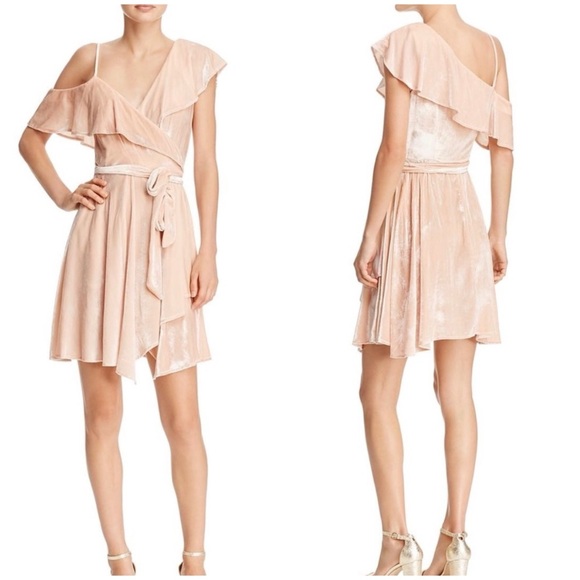 Wayf Dresses & Skirts - WAYF Velvet Cold Shoulder Mini Dress L NWT